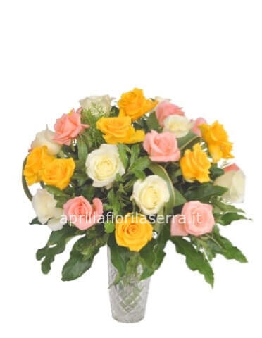 Bouquet di rose 60cm colori assortiti.