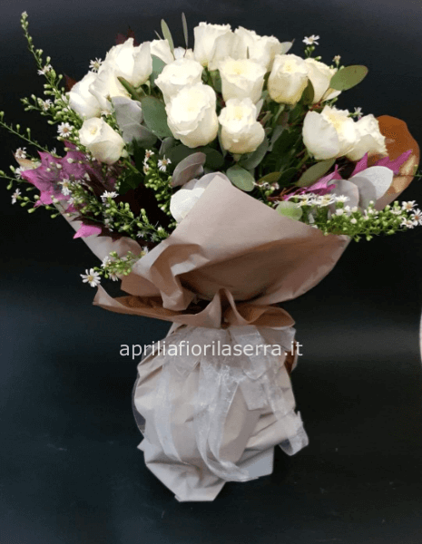 Bouquet rose bianche 60 cm